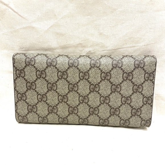 NWOT GUCCI Vintage Leather Canvas Monogram Trifold Brown Wallet and Insert - Picture 4 of 12
